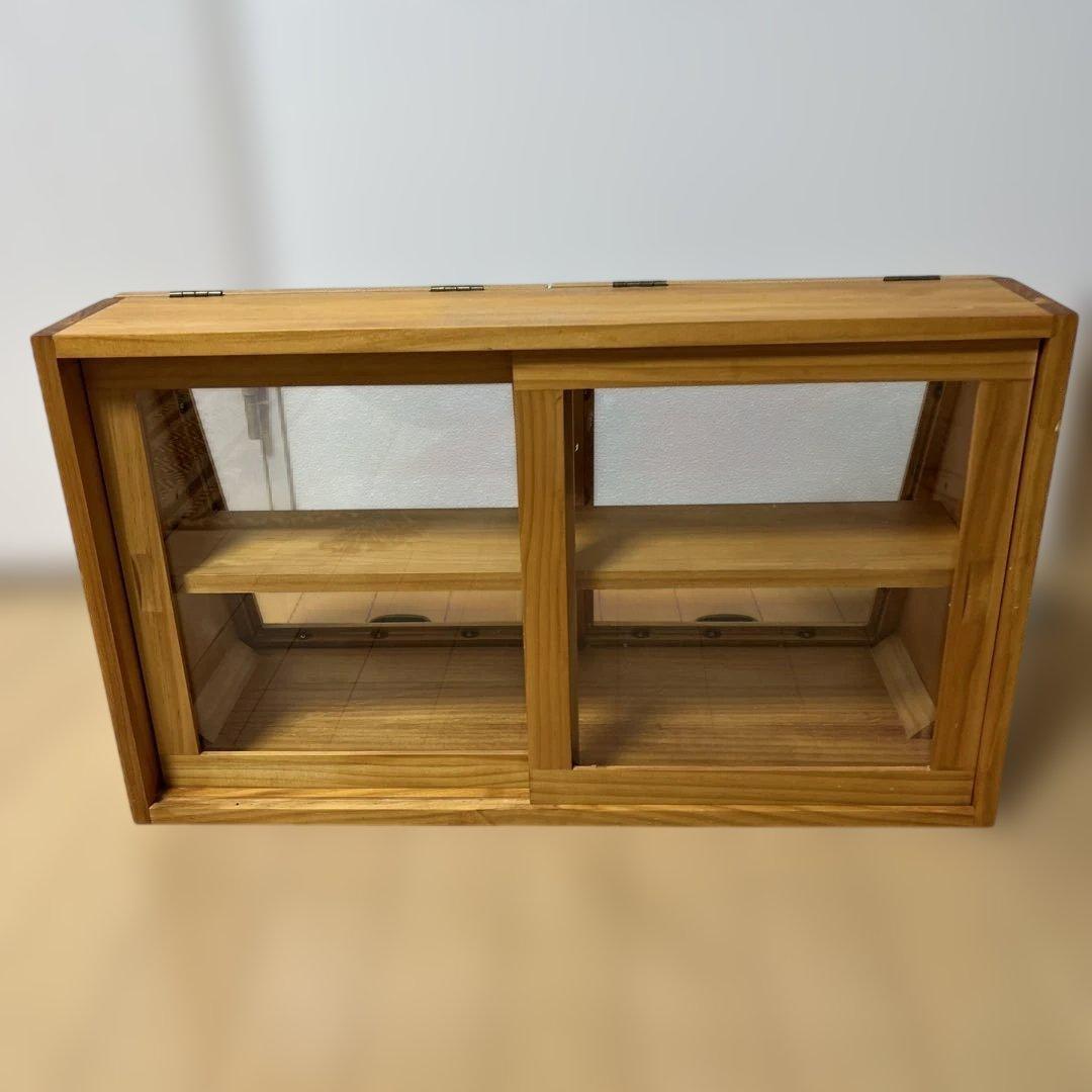 カフェ風　木製ガラスケース 二段式 取っ手付き
