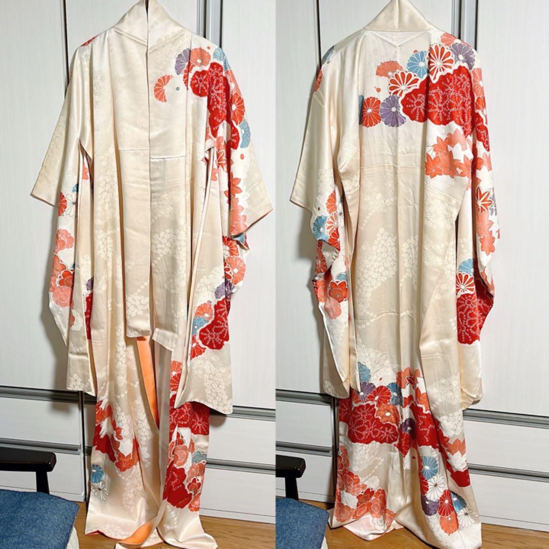 りょう　【高級 振袖５点セット】 正絹 花柄 中振袖 上品 古典柄 成人式