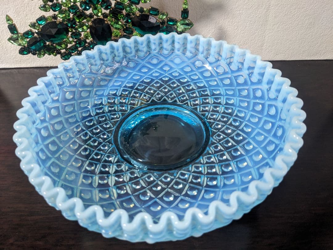 フェントン　ブルーオパルセント　ダイヤモンドレース　ディッシュ　大皿