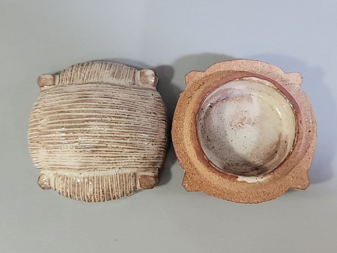 DT538 萩焼 十二代 田原陶兵衛 糸巻き 香合