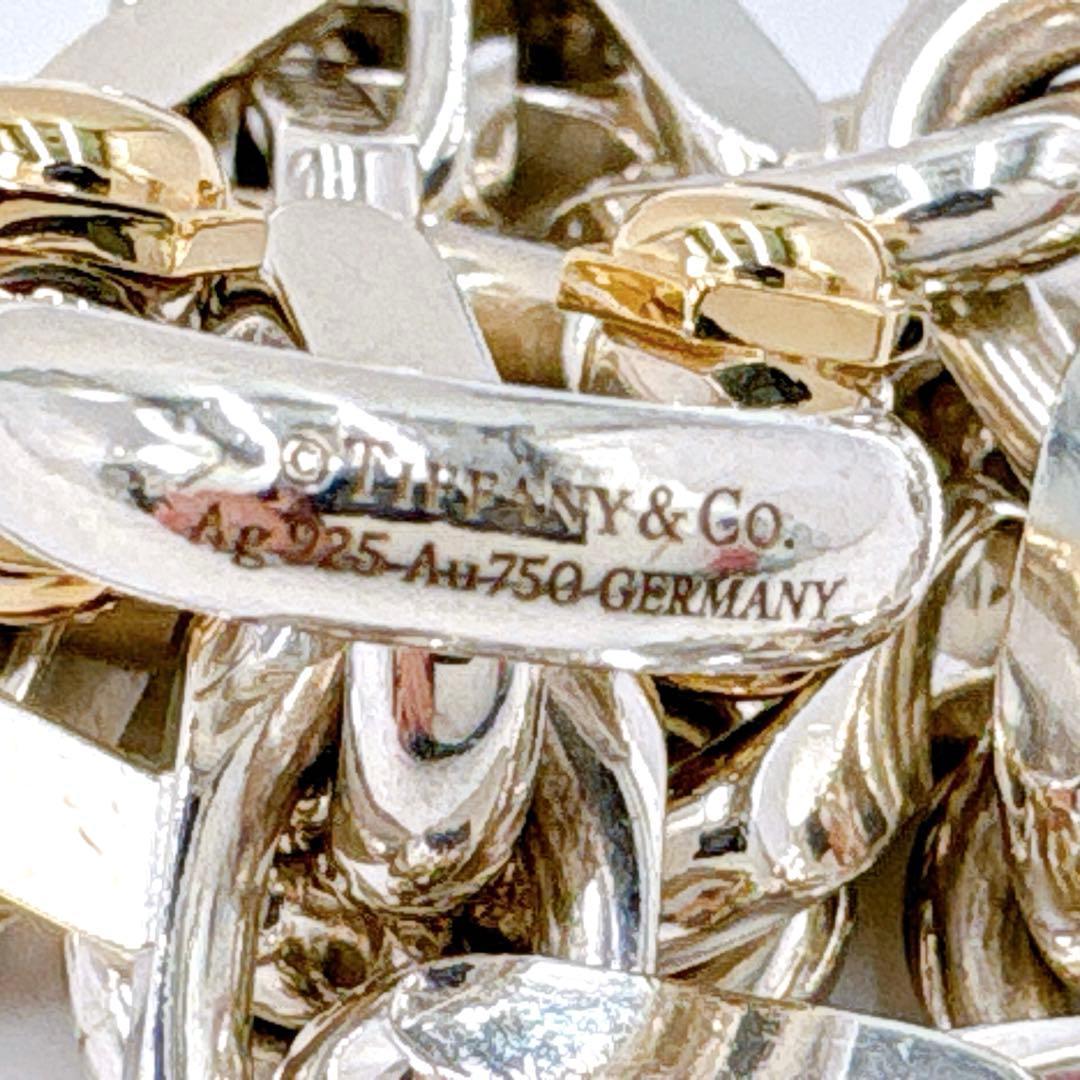 美品 ティファニー メイカーズ ワイド チェーン コンビ シルバー k18