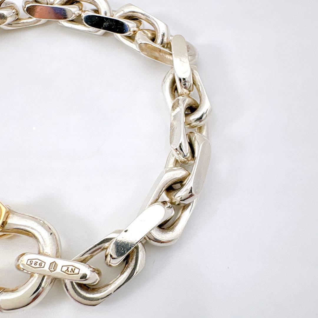 美品 ティファニー メイカーズ ワイド チェーン コンビ シルバー k18