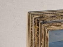 【真作】絵画　油彩8号　岩礁に打ち寄せる波　荒波と岩場の海風景　Y180