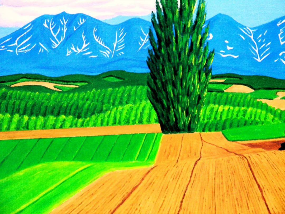 ★十勝連峰ケンとメリーの大木・肉筆油彩画・F6キャンバス