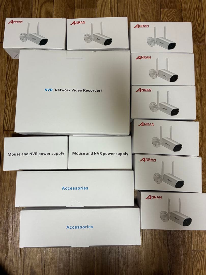 新品ANRAN防犯カメラ無線ダブルアンテナ型8chセットモニター付HDD無し