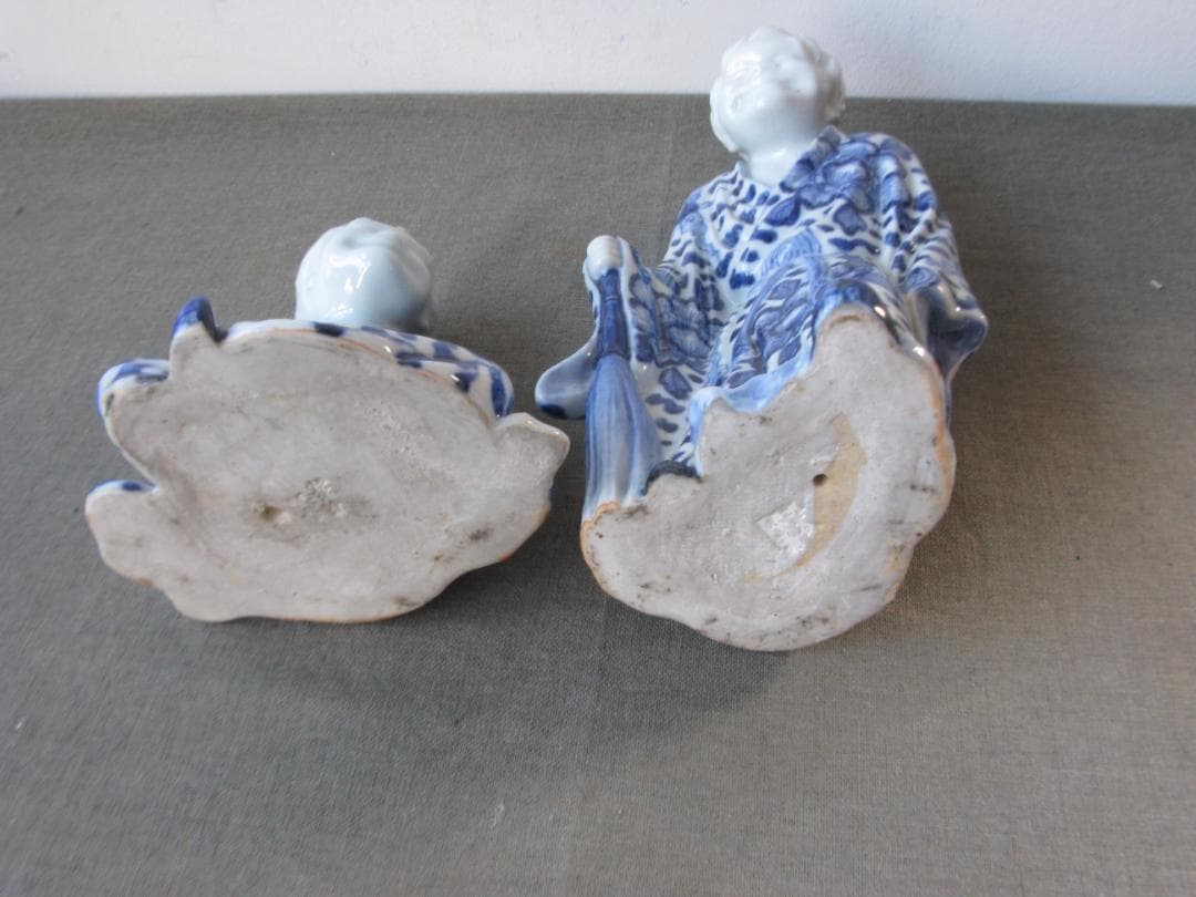 ☆　九谷焼　染付　陶磁器人形　縁起物　昭和レトロ　レア　☆