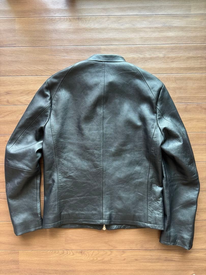 WJKブラック 羊レザー シングルライダースジャケット size2
