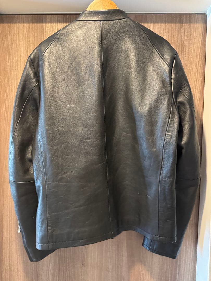 WJKブラック 羊レザー シングルライダースジャケット size2