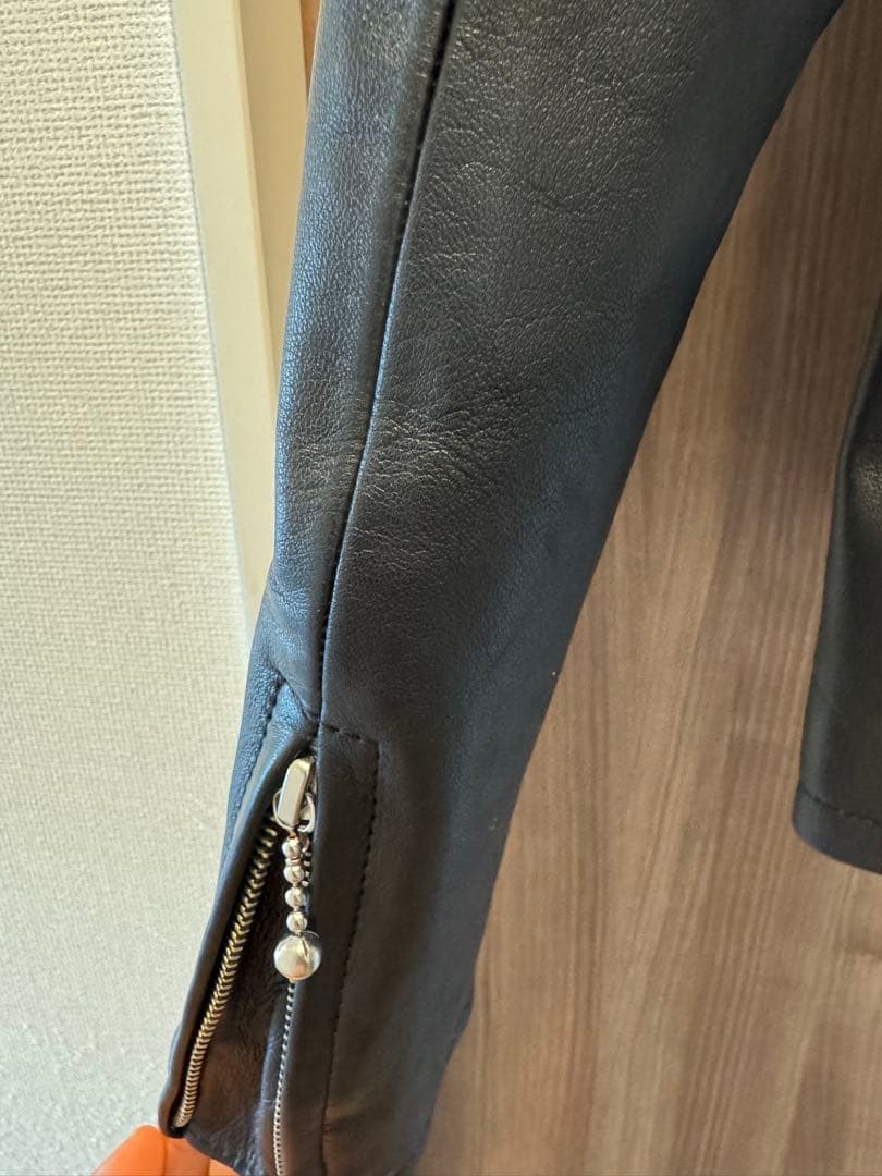 WJKブラック 羊レザー シングルライダースジャケット size2