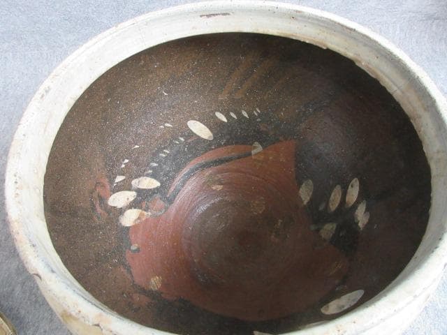 二川焼二彩松絵半胴大甕 [B27986]