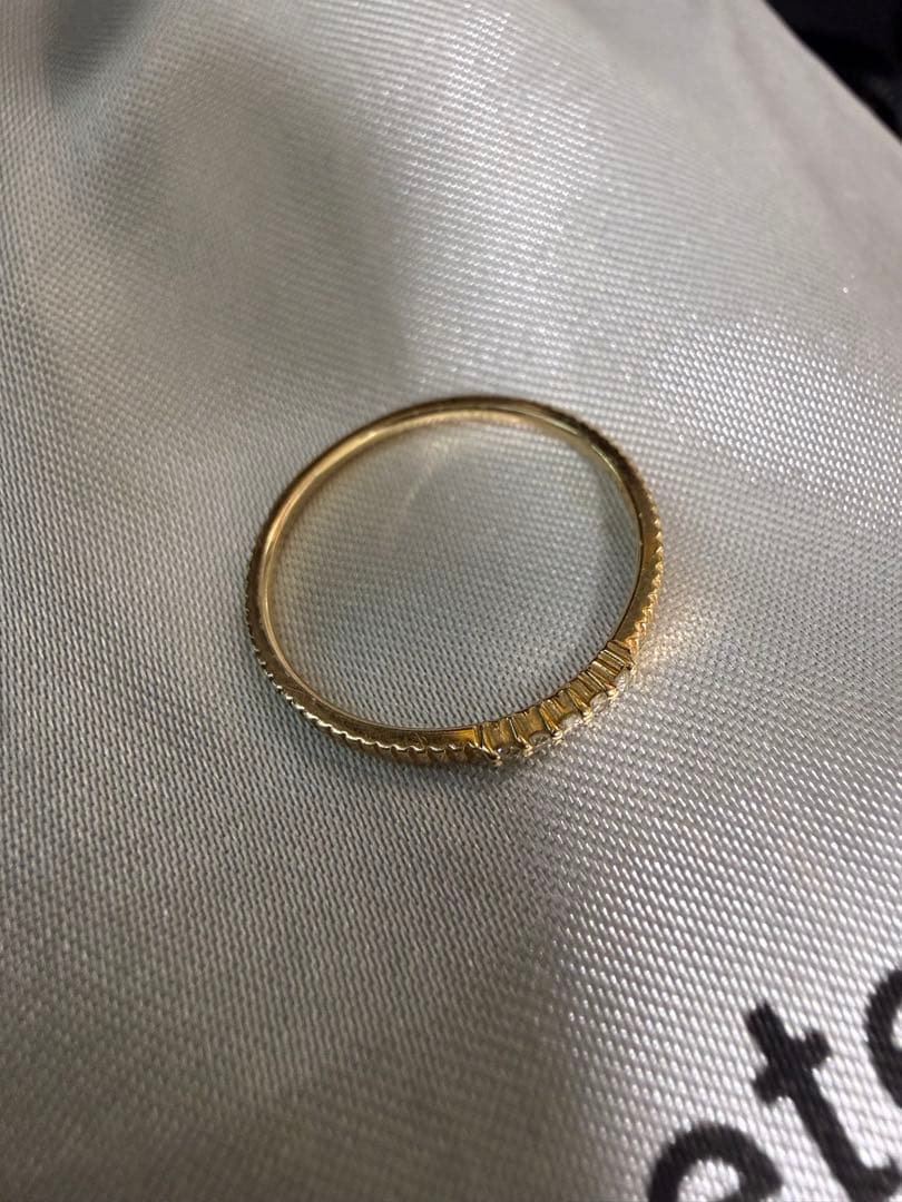 ete K10 レイヤードダイヤモンドリング　イエローゴールド　9号