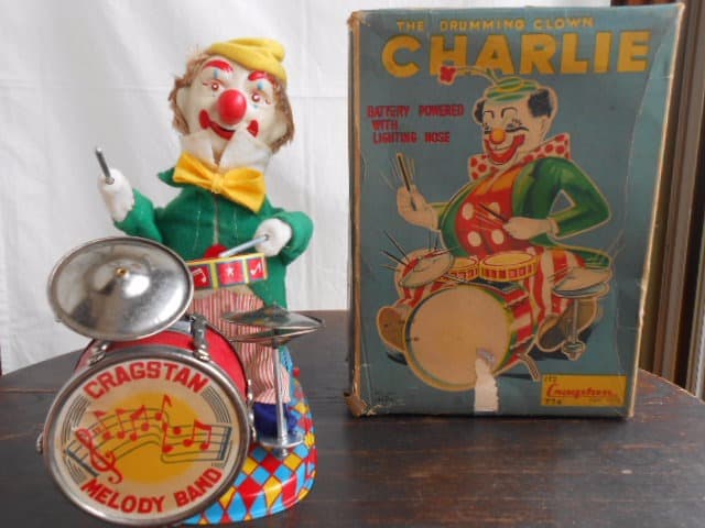 超希少、美品！アルプス ALPS ドラマー ピエロ ブリキ 玩具 箱付 電動