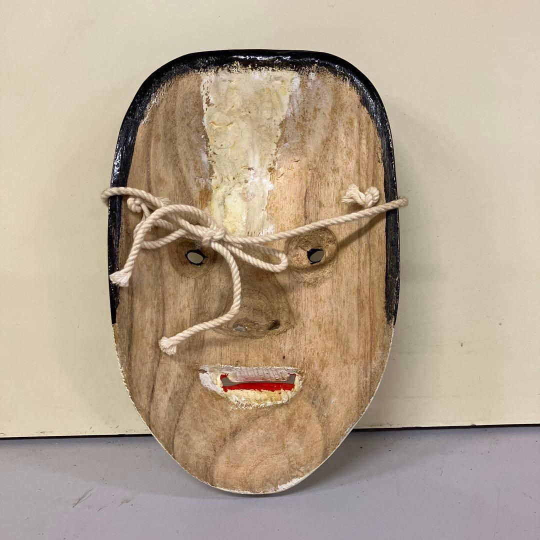 E-4 昭和レトロ 伝統芸能 能面 翁面 お面 壁掛け 壁飾り 置物 飾り
