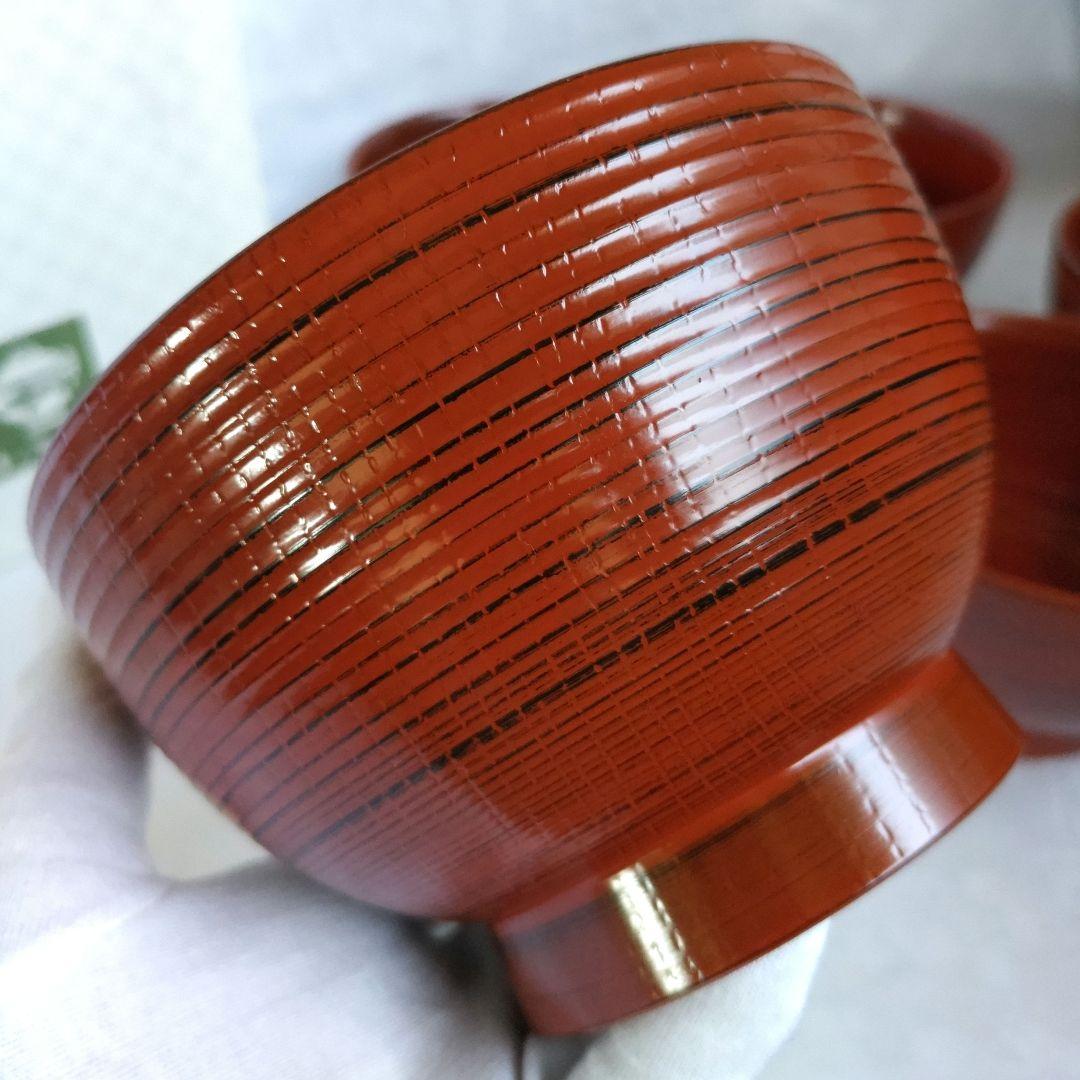 新品　漆器のアソベ　根来塗　合鹿椀　腰高椀 大椀　丼　雑煮椀　山中漆器　５客箱入