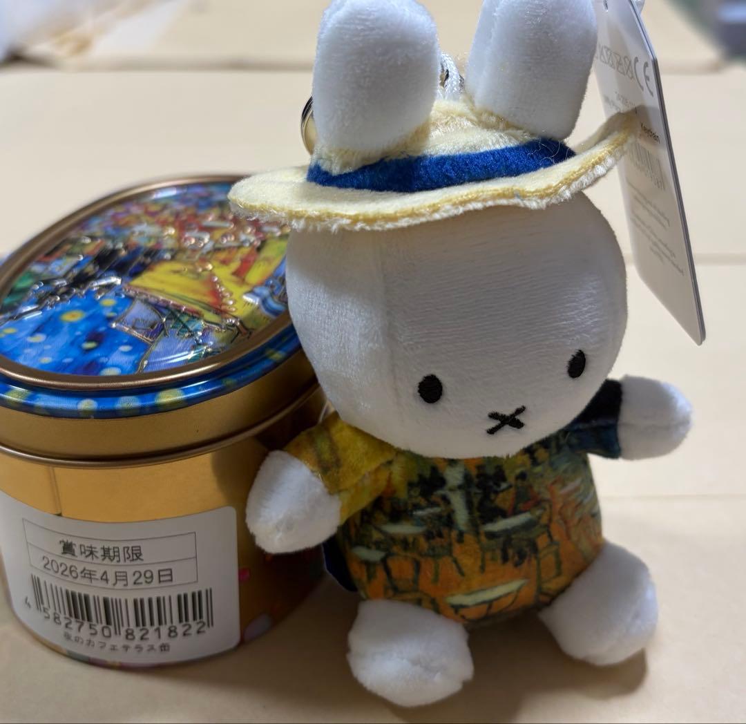 大ゴッホ展★限定★夜のカフェテラス★クッキー缶＆ミッフィーぬいぐるみキー★神戸