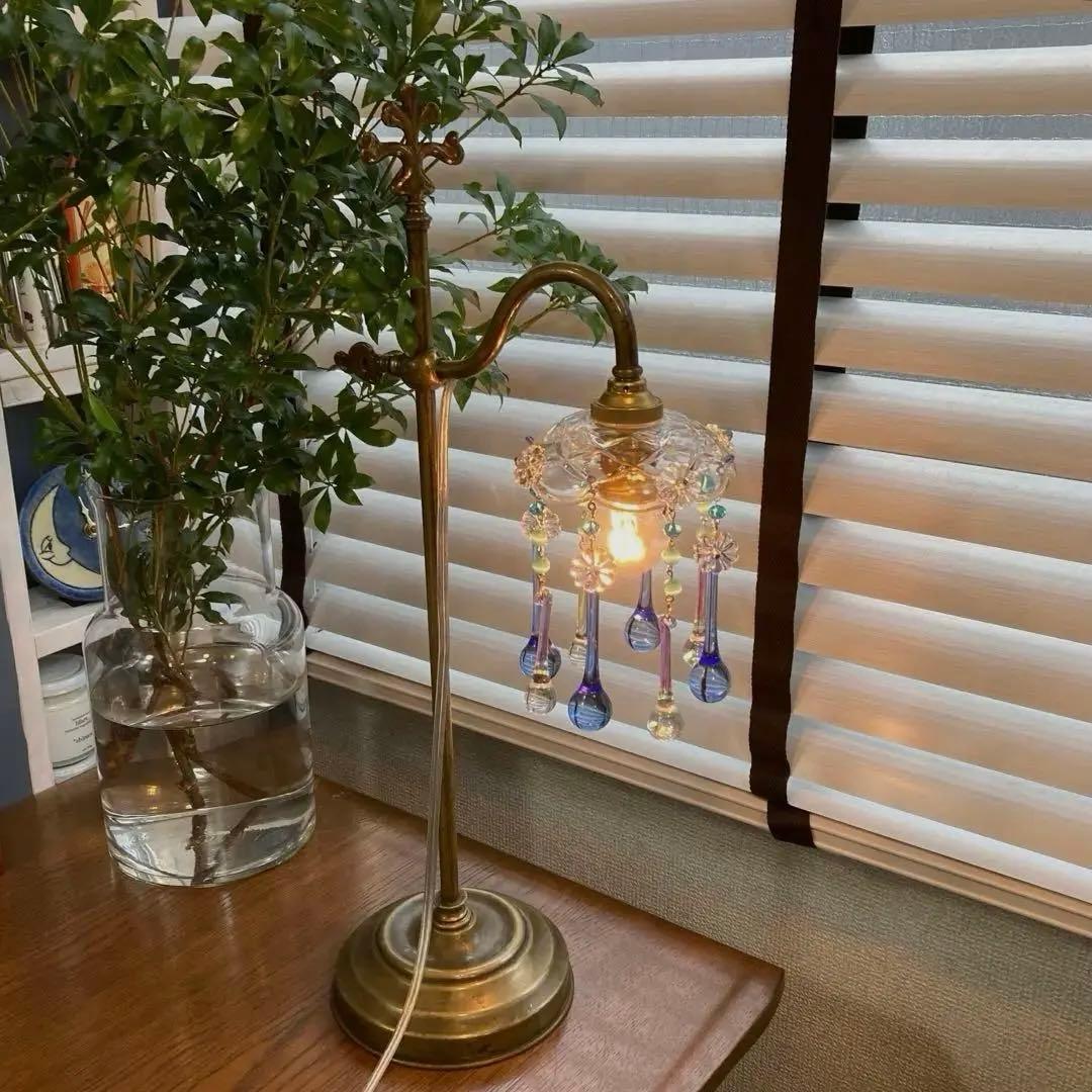 シャンデリア　1920年　フランス（青と虹）アンティーク　オパールセント