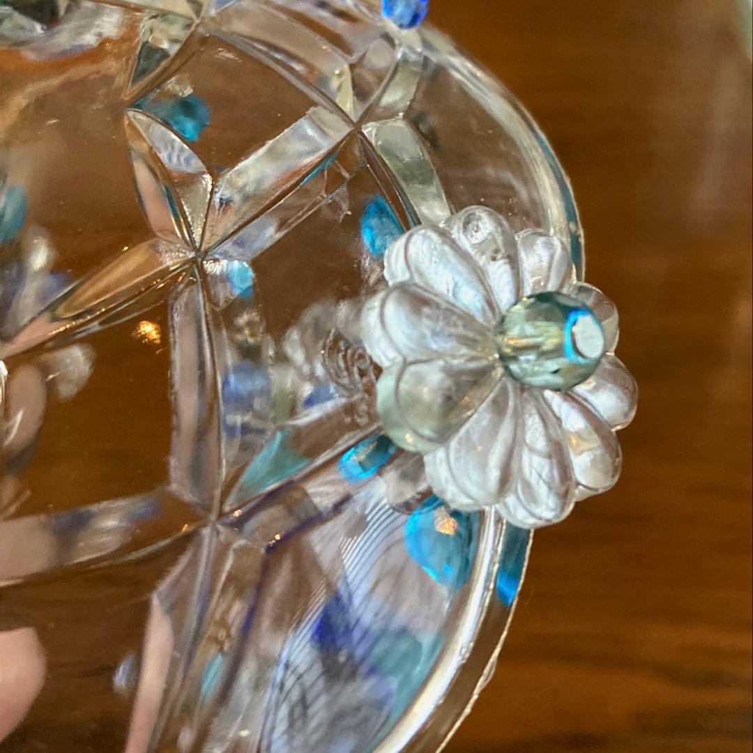 シャンデリア　1920年　フランス（青と虹）アンティーク　オパールセント