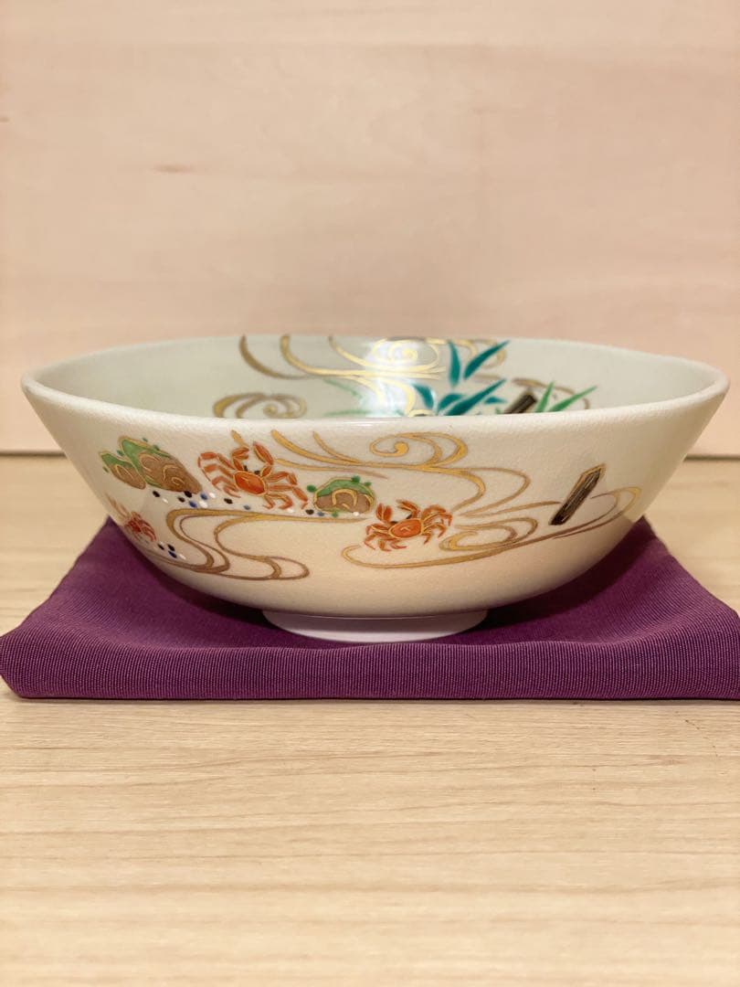 抹茶茶碗　'御本　色絵　沢蟹　' 京焼作家　茶道具
