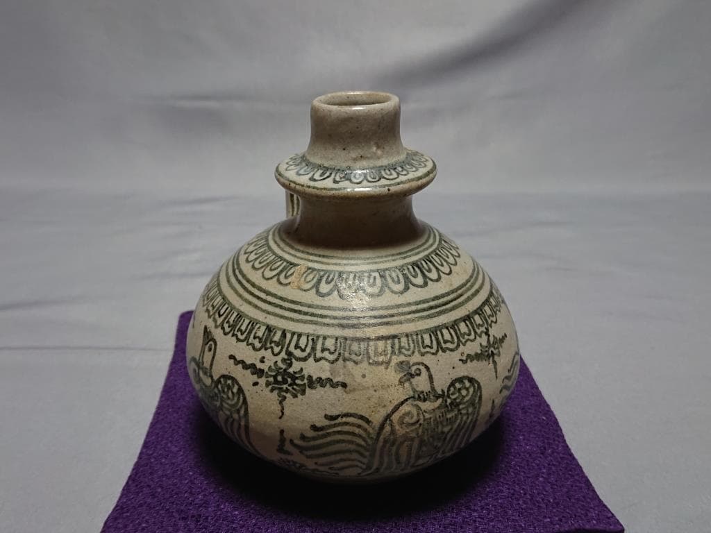 コレクター収集　タイ　スワンカローク　鉄絵 五鳥図　水注　15～16世紀