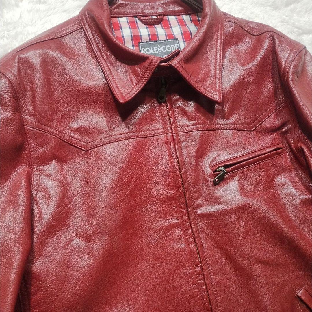 超レア　DEGNER　山羊革　シングルライダースジャケット　コンチョ釦　L　赤