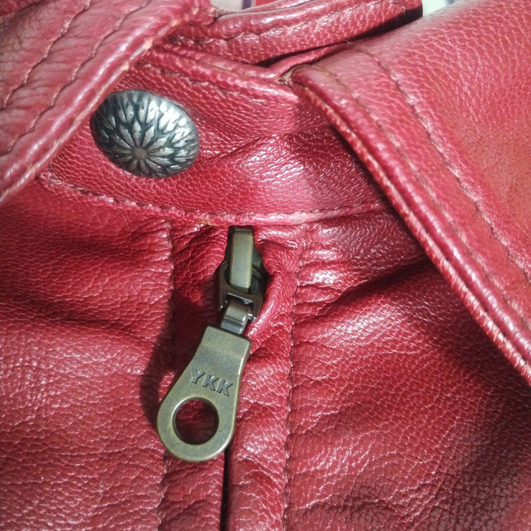 超レア　DEGNER　山羊革　シングルライダースジャケット　コンチョ釦　L　赤