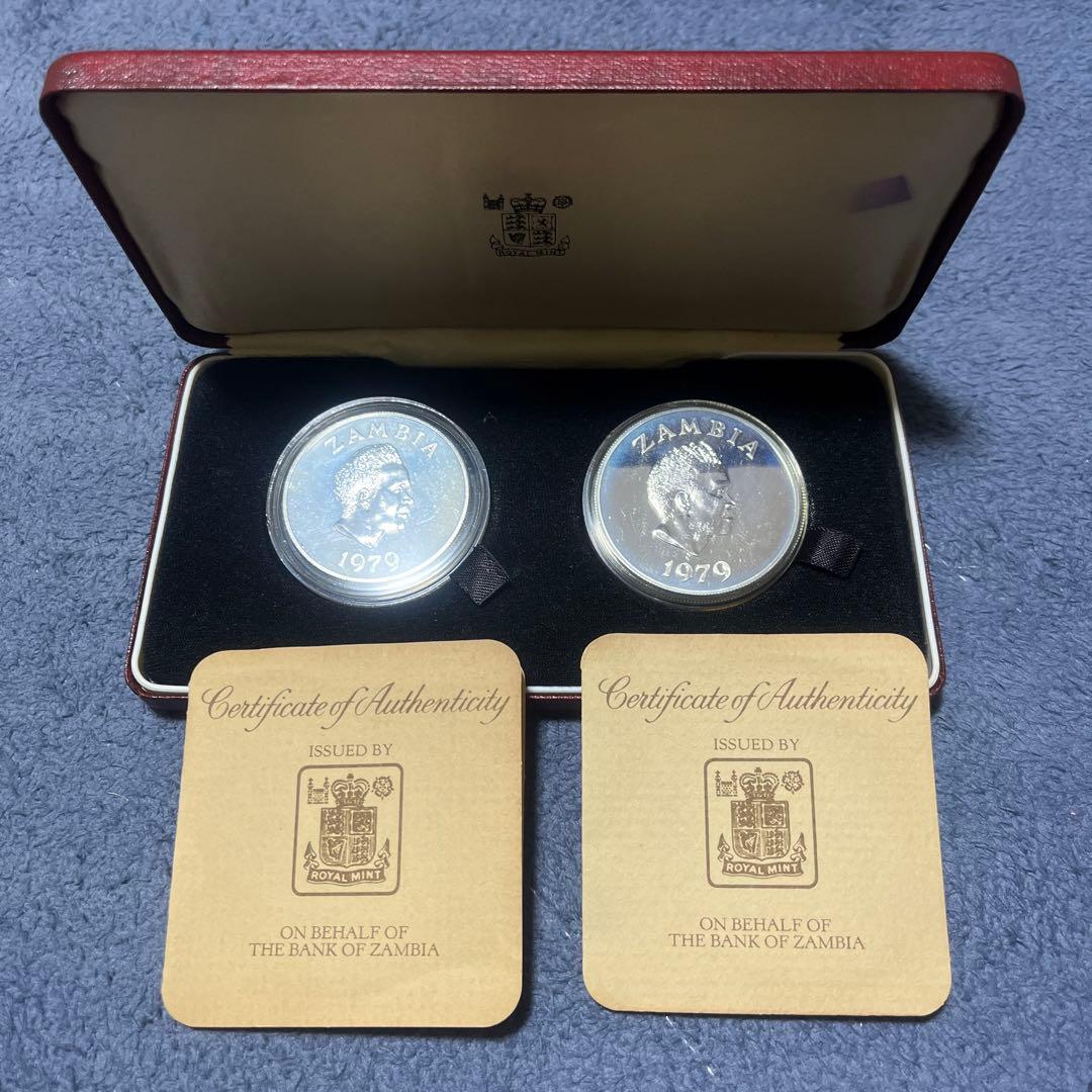 Zambia ザンビア 銀製 5、10 クワチャ 保証書付き 送料込み