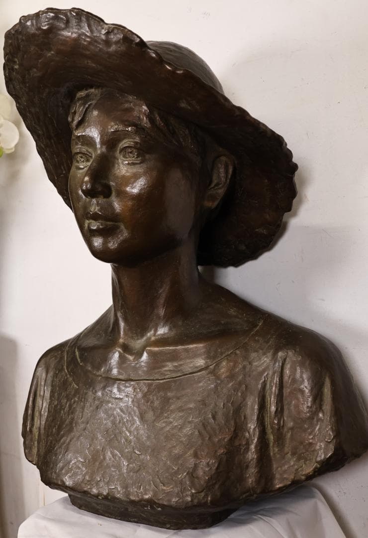 【真作】　日展彫刻作家　田畑功 作 ブロンズ像 胸像　重さ41㎏　BK001