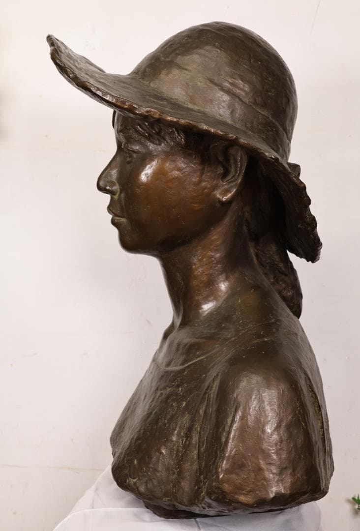 【真作】　日展彫刻作家　田畑功 作 ブロンズ像 胸像　重さ41㎏　BK001