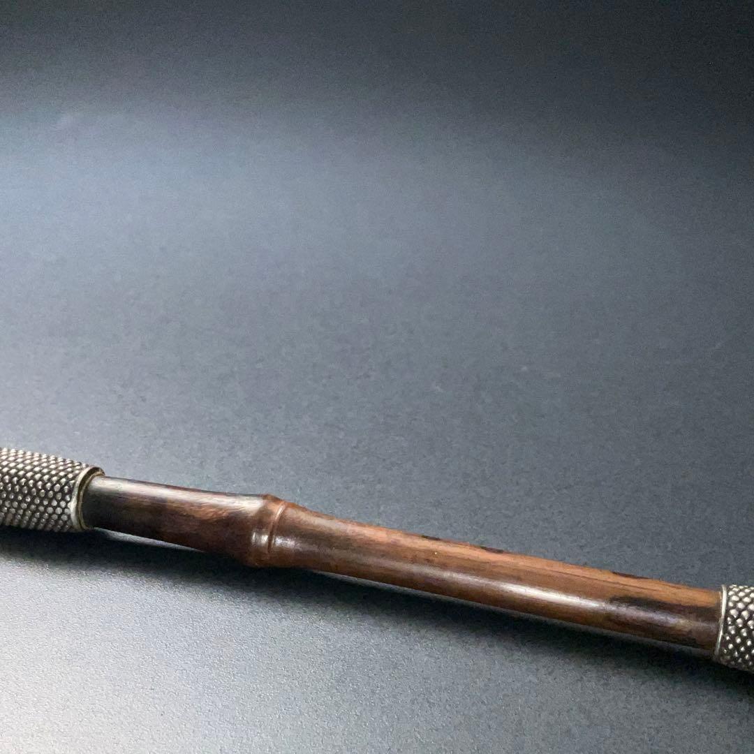 銀製煙管　霰文　キセル　アンティーク　骨董　6R1256お2