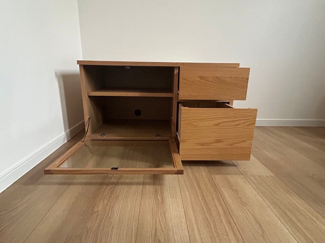 【廃盤希少‼︎】無印良品◦オーク材AVラック◦木製テレビ台◦引き出し付き