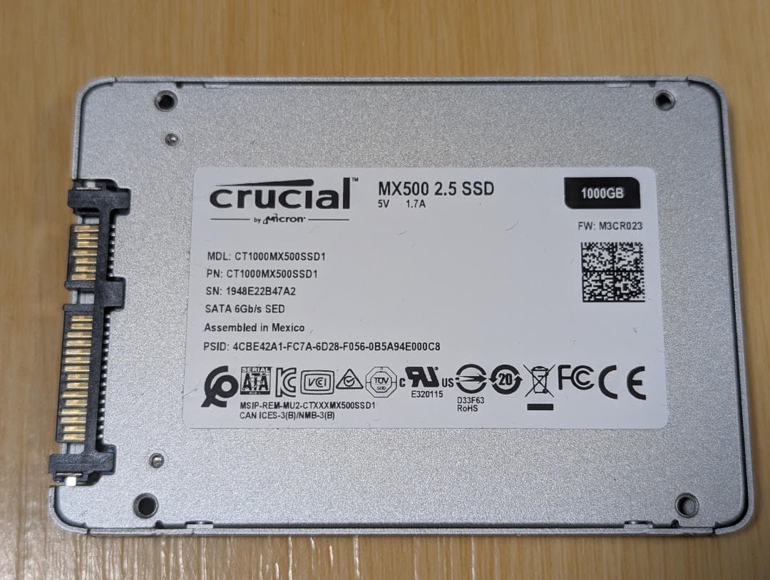 crucial MX500 3D NAND TLC SSD 2.5インチ1TB