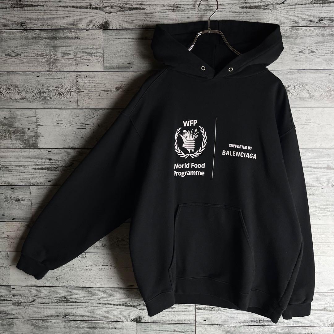 【希少デザイン】バレンシアガ☆ 両面プリントロゴ入り スウェット パーカー