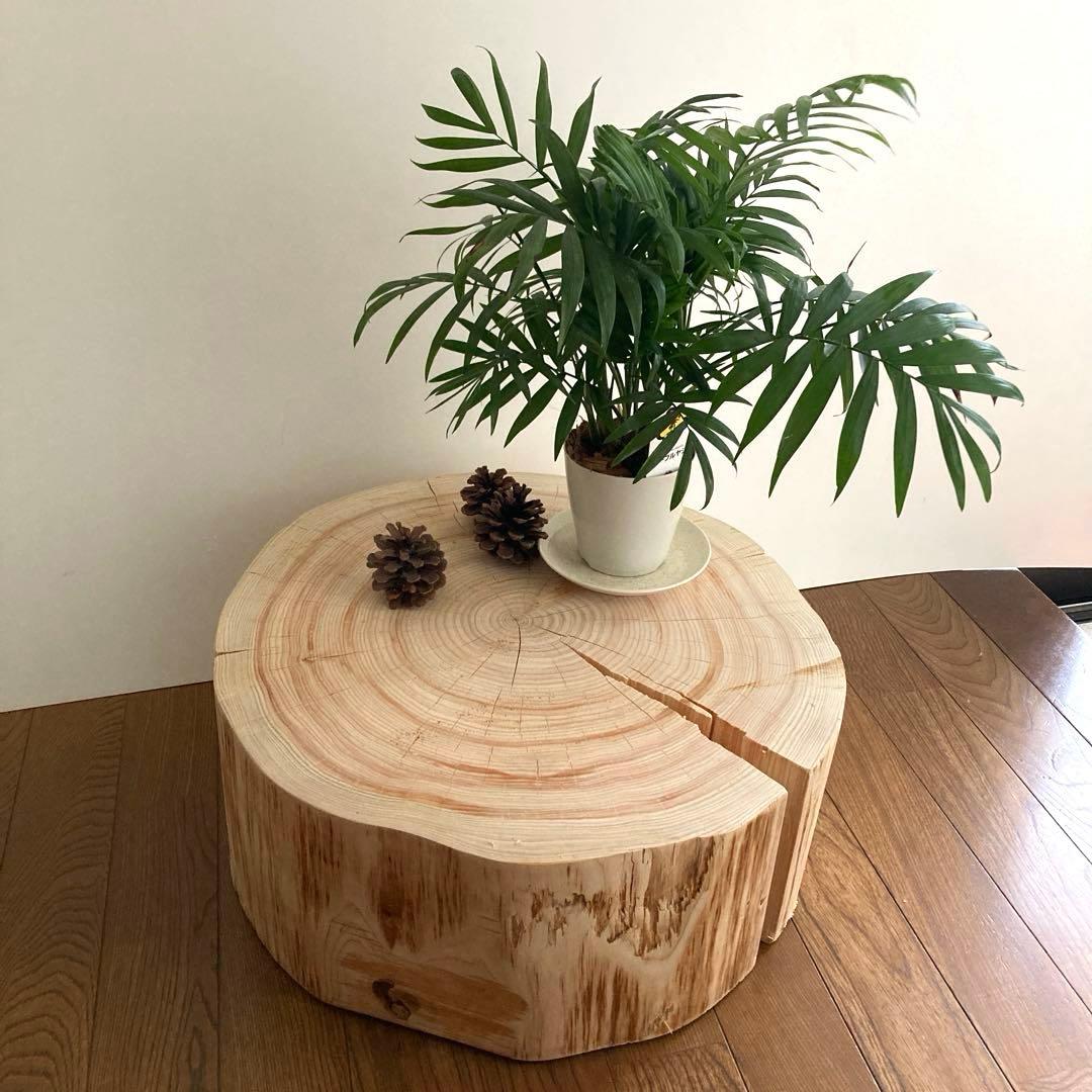 一枚板　切り株　ナチュラルウッド　特大43cm 樹齢約80年 ハンドメイドC