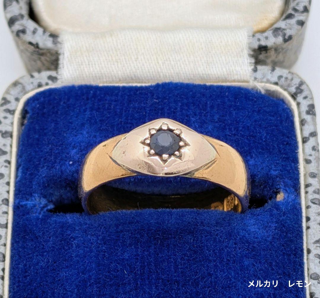 アンティーク 22金 サファイア バンドリング 英国 純金