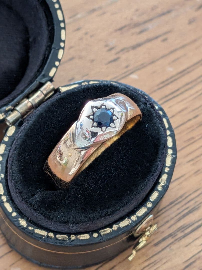 アンティーク 22金 サファイア バンドリング 英国 純金