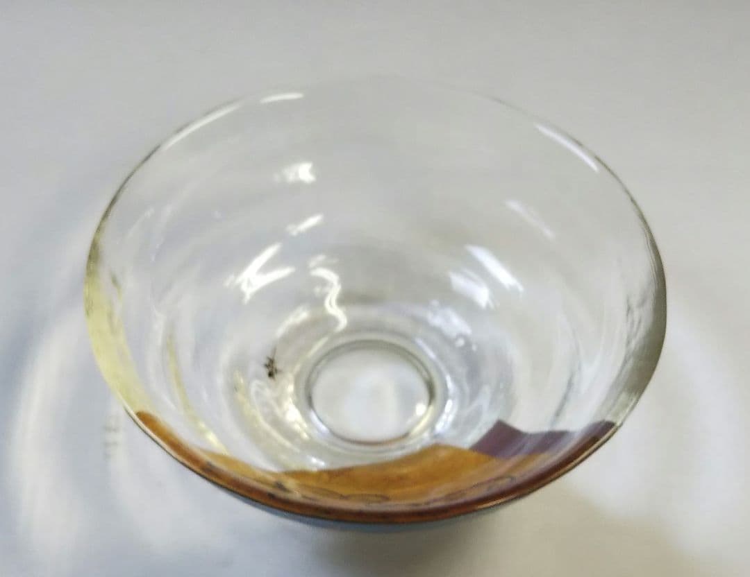 茶道具 茶碗 ガラス 硝子 平茶碗 吉田華正 青楓に波紋 蒔絵 耐熱 新品