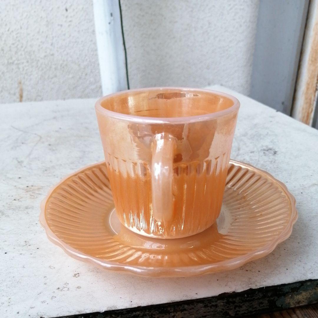 ファイヤーキング　マーキュリーグラス　カップ&ソーサー　ピーチラスター　５つ