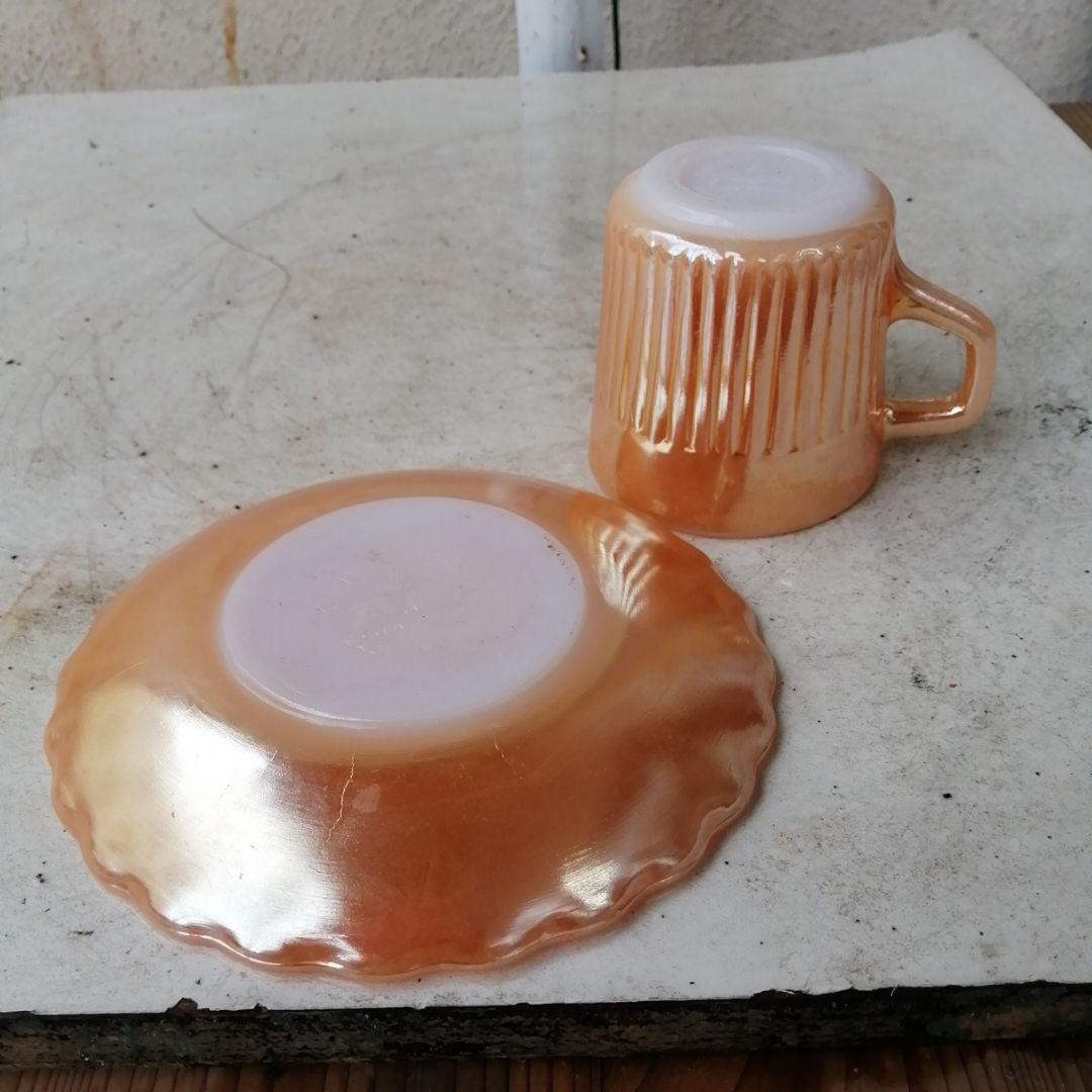 ファイヤーキング　マーキュリーグラス　カップ&ソーサー　ピーチラスター　５つ