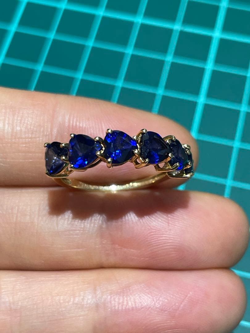 4ct天然サファイア指輪、18k、2.7g、11.5号