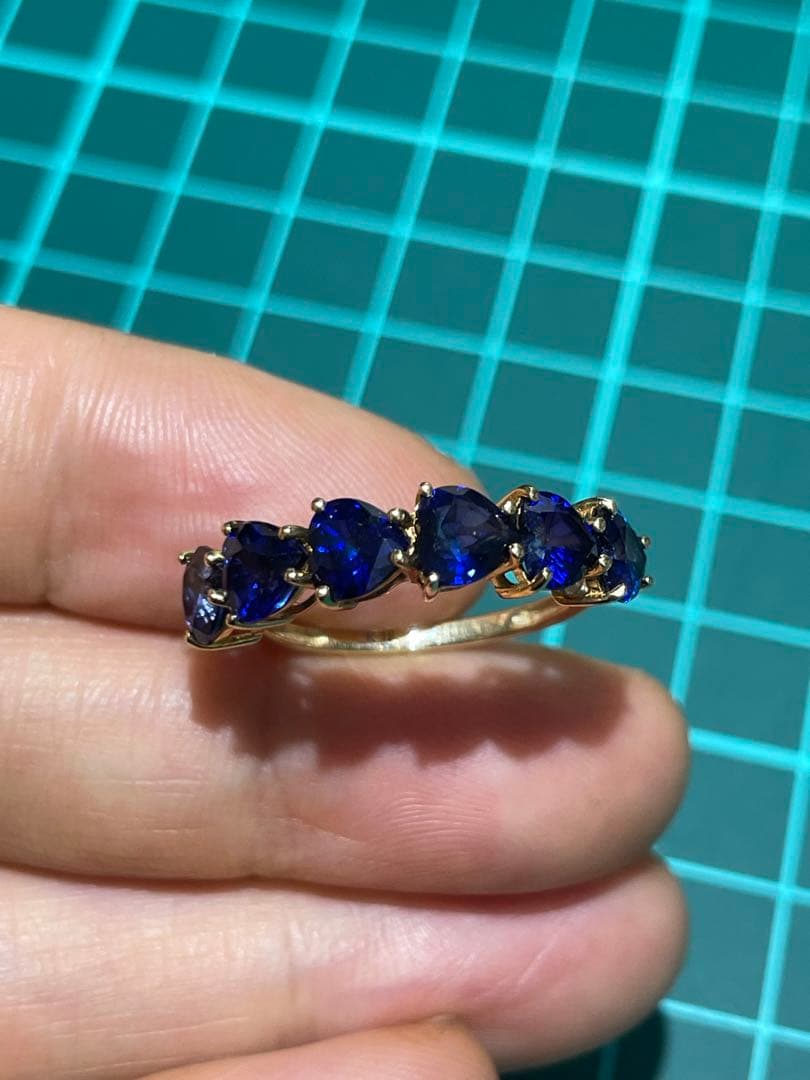 4ct天然サファイア指輪、18k、2.7g、11.5号