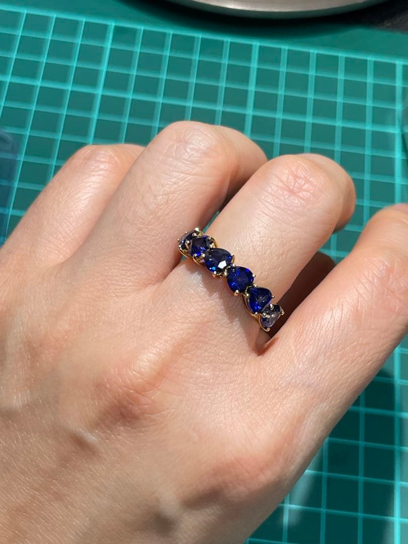 4ct天然サファイア指輪、18k、2.7g、11.5号