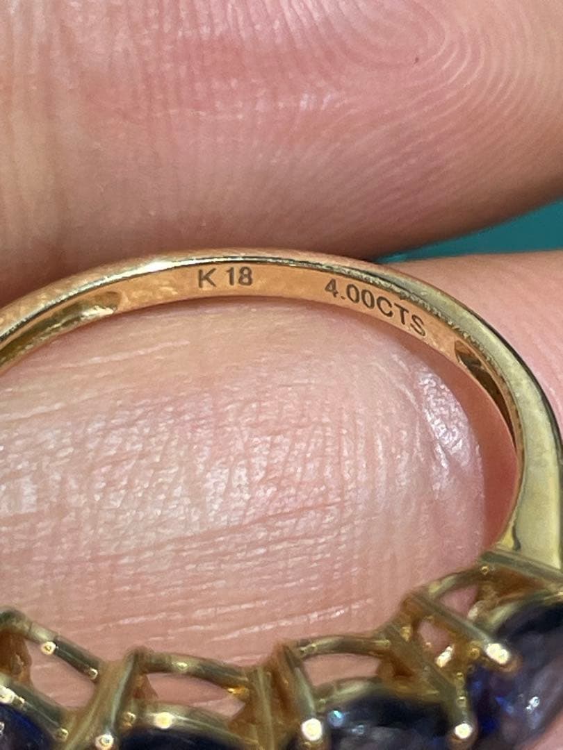 4ct天然サファイア指輪、18k、2.7g、11.5号