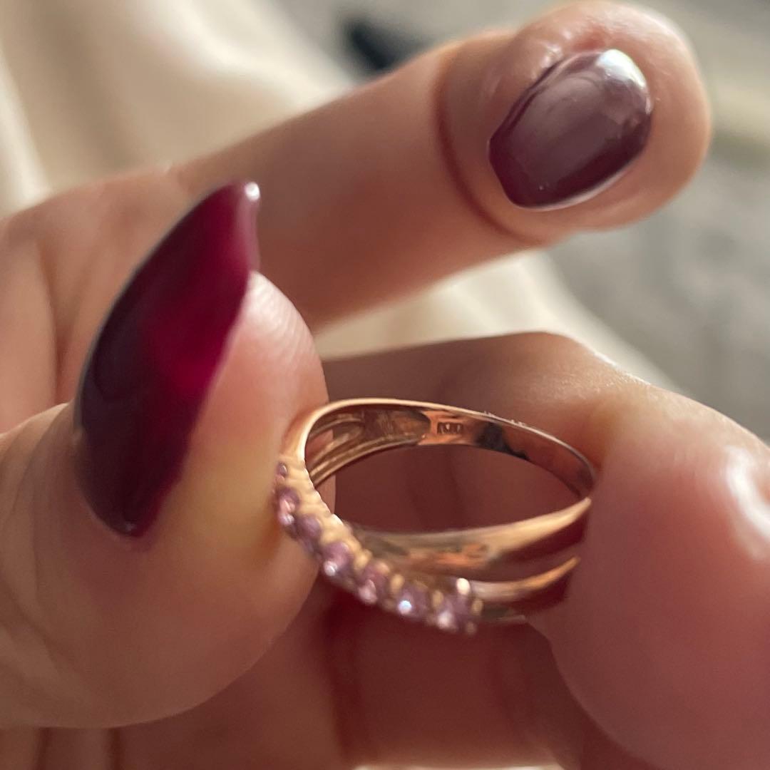 【TSUTSUMI】K10ピンクゴールドピンクサファイアリング（ピンキーリング）