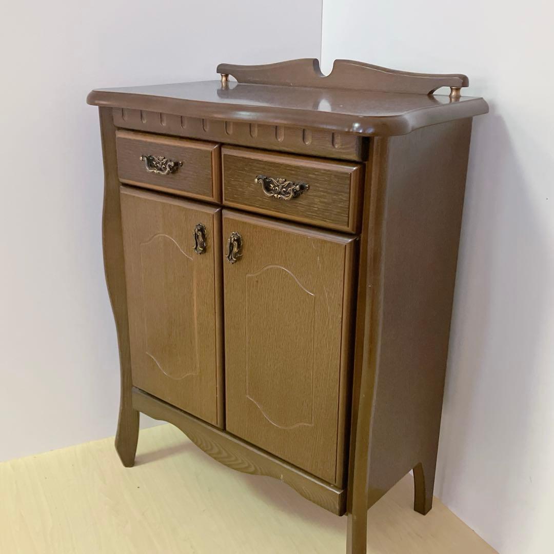 HIKARI アンティーク調　サイドキャビネット　サイドチェスト　電話台