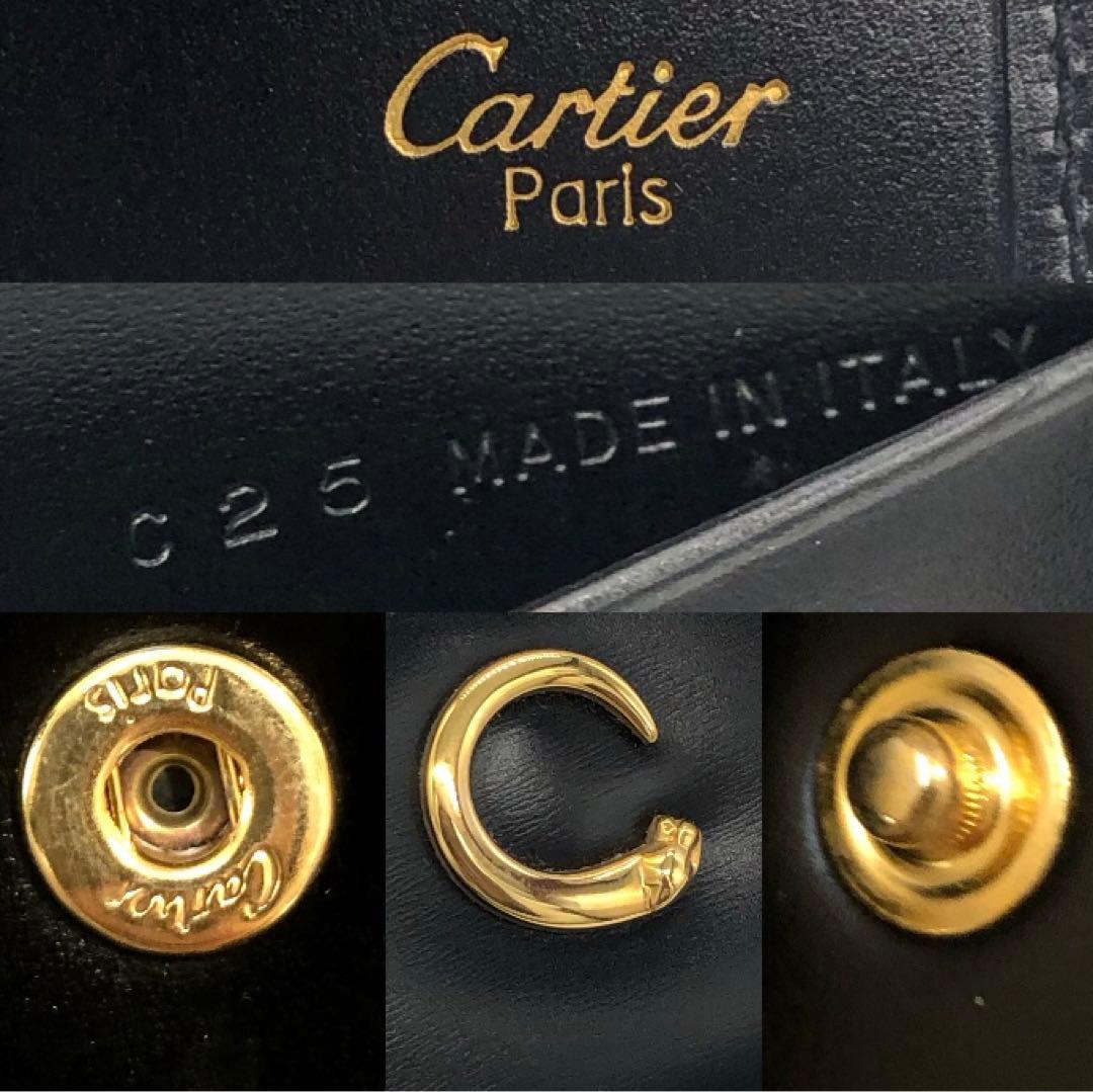 未使用✨カルティエ レザー　3つ折り長財布 パンテール ボックスカーフ ブラック