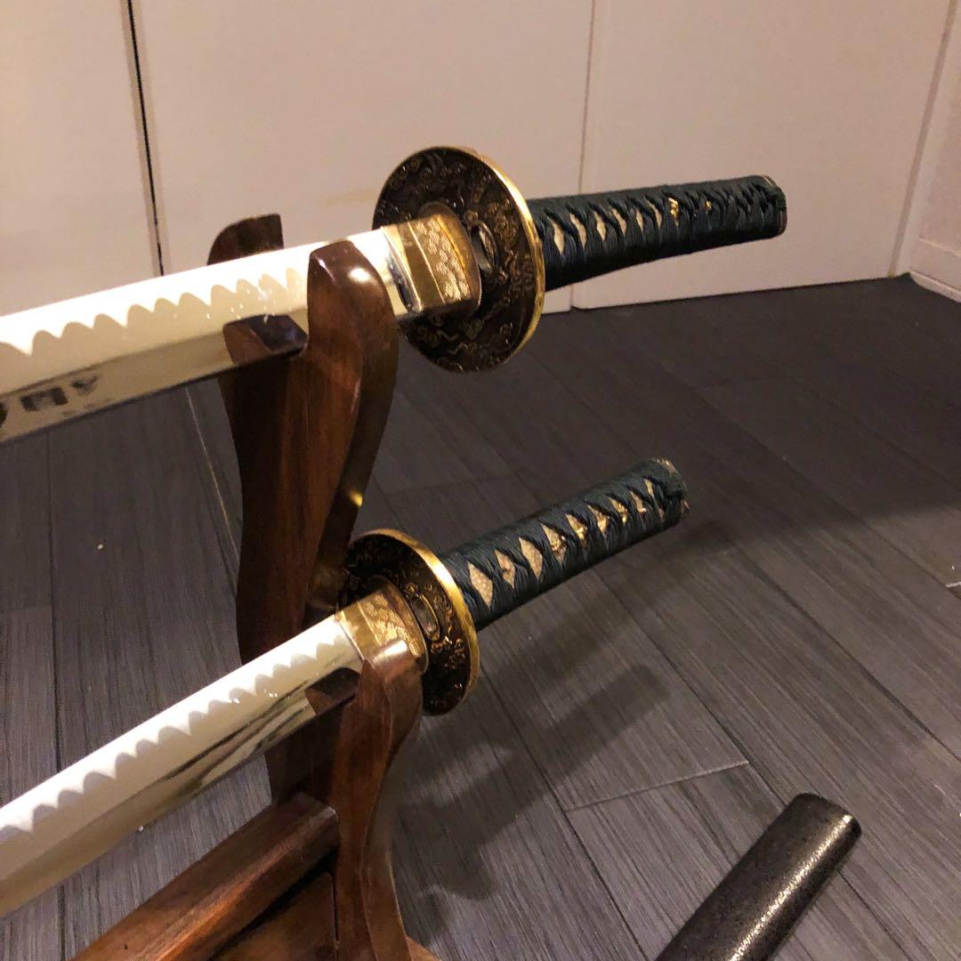 本格模造刀　大小セット　緑拵え　太刀　脇差　大小セット