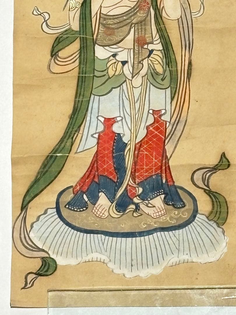 「日月天尊御影」彩色木版刷 1枚|日天 月天 仏画 仏教美術 江戸時代 和本