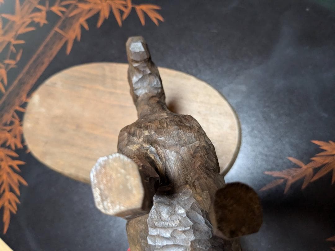 ヴィンテージ工芸品　おんたけ彫刻 杉本照岳作 木曽馬 信州木彫りアート