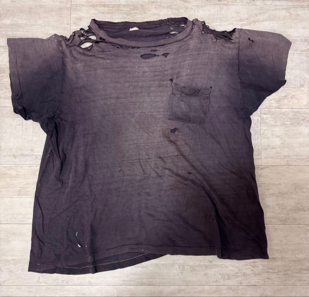 60s 襤褸サンフェードポケT 茄子紺