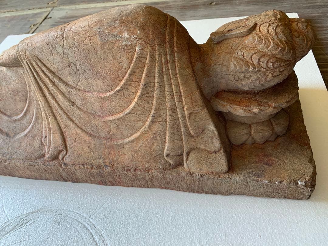 北魏時代 青石睡仏 青石細密彫 仏像 仏師手作り品 某寺院所蔵